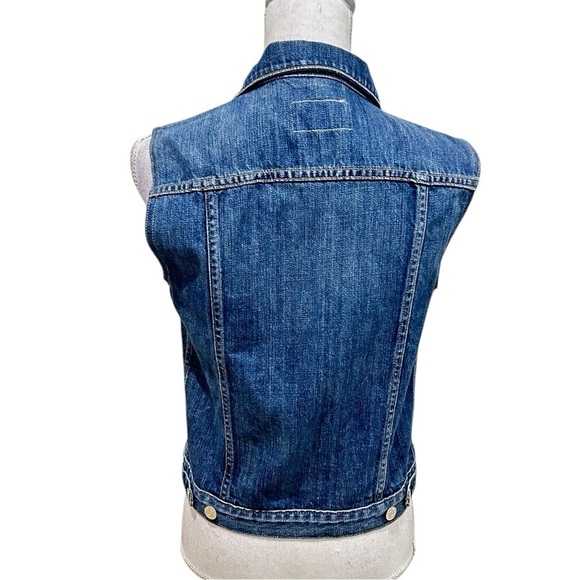 Rag & Bone medium indigo 100% cotton denim jean vest metal buttons size small - Picture 8 of 11
